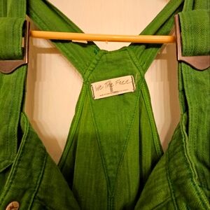 We The Free Hunter Green denim Overalls size large washed green